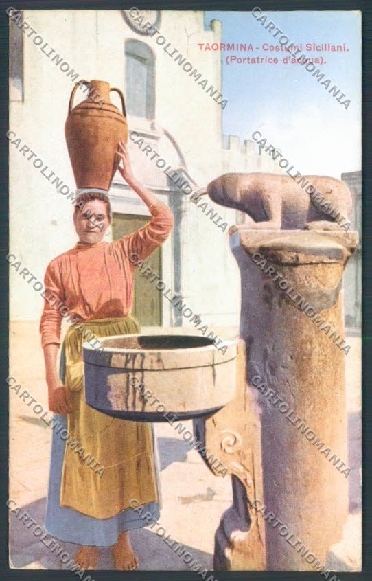 Messina Costumi Taormina Portatrice Acqua cartolina ZT8285 – fronte