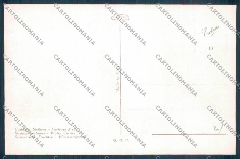 Palermo Costumi Portatrice Acqua cartolina ZT8308 – retro