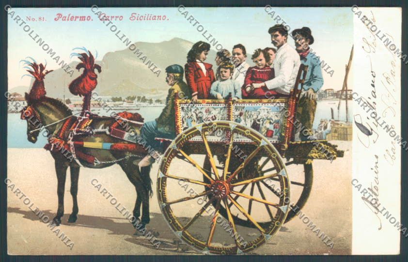 Palermo Carretto Siciliano Asino cartolina ZT8345 – fronte