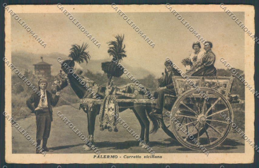 Palermo Carretto Siciliano Asino PIEGHINE cartolina ZT8352 – fronte