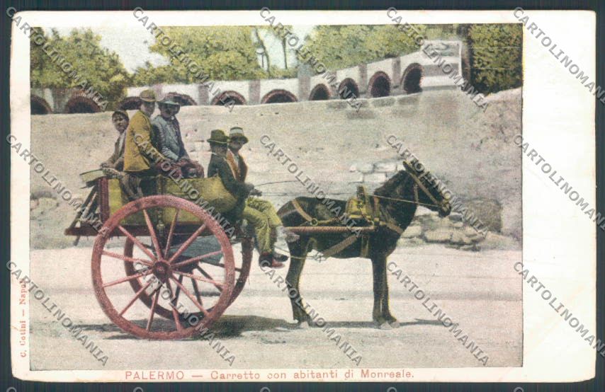 Palermo Carretto Siciliano Monreale Asino ANGOLO RIPARATO cartolina ZT8371 – fronte