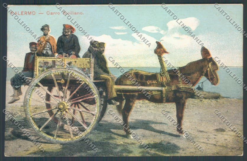 Palermo Carretto Siciliano Asino cartolina ZT8379 – fronte