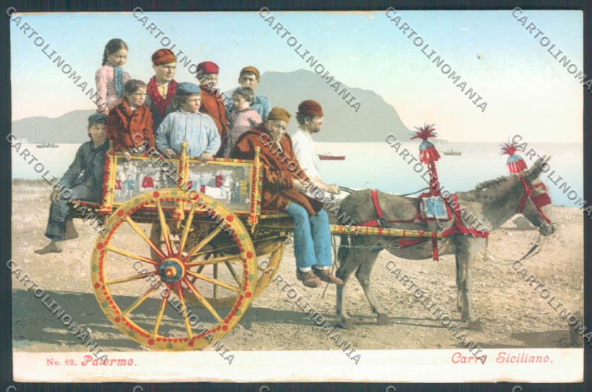 Palermo Carretto Siciliano PIEGHINE Asino cartolina ZT8395 – fronte