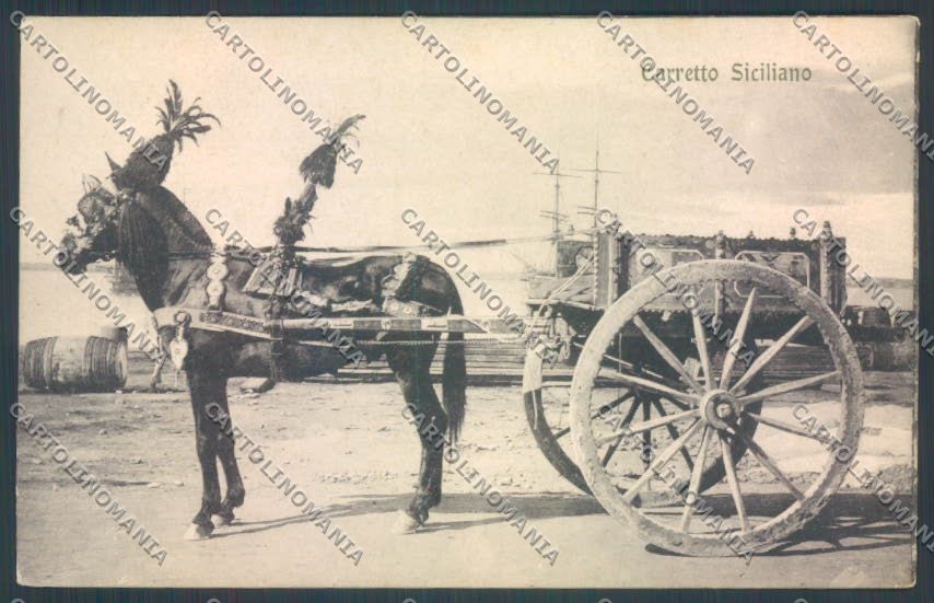 Palermo Carretto Siciliano PIEGA Asino cartolina ZT8400 – fronte
