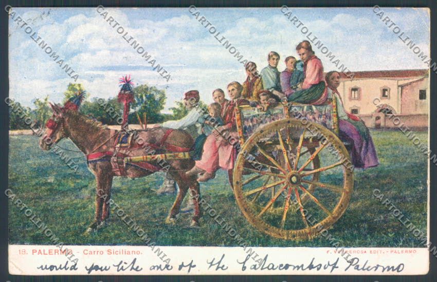 Palermo Carretto Siciliano Asino cartolina ZT8413 – fronte
