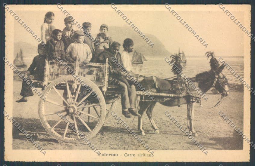 Palermo Carretto Siciliano PIEGHINE Asino cartolina ZT8447 – fronte