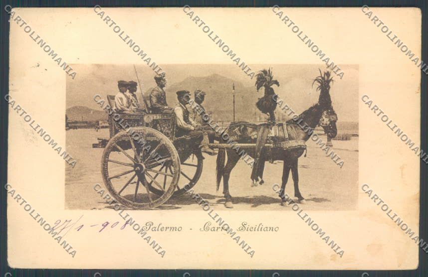 Palermo Carretto Siciliano FORI Asino cartolina ZT8449 – fronte