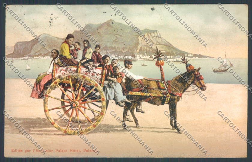 Palermo Carretto Siciliano Asino cartolina ZT8466 – fronte