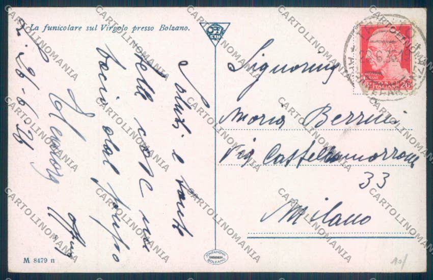 Bolzano Città Funicolare cartolina ZT8515 – retro
