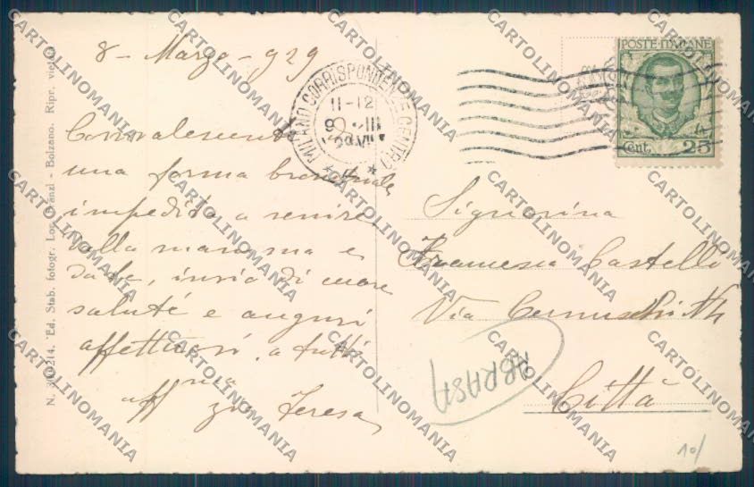 Bolzano Città ABRASA cartolina ZT8538 – retro