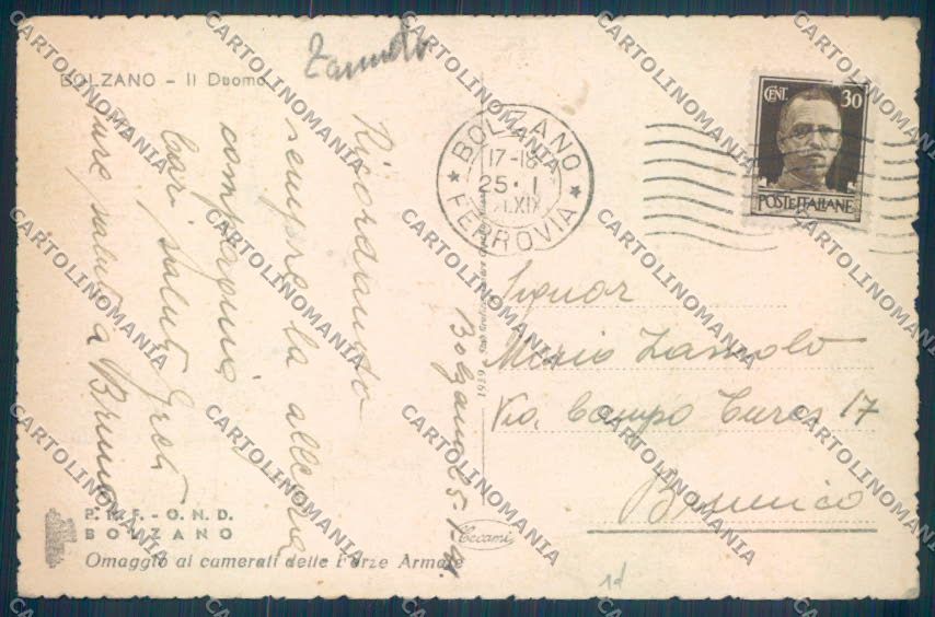 Bolzano Città cartolina ZT8543 – retro