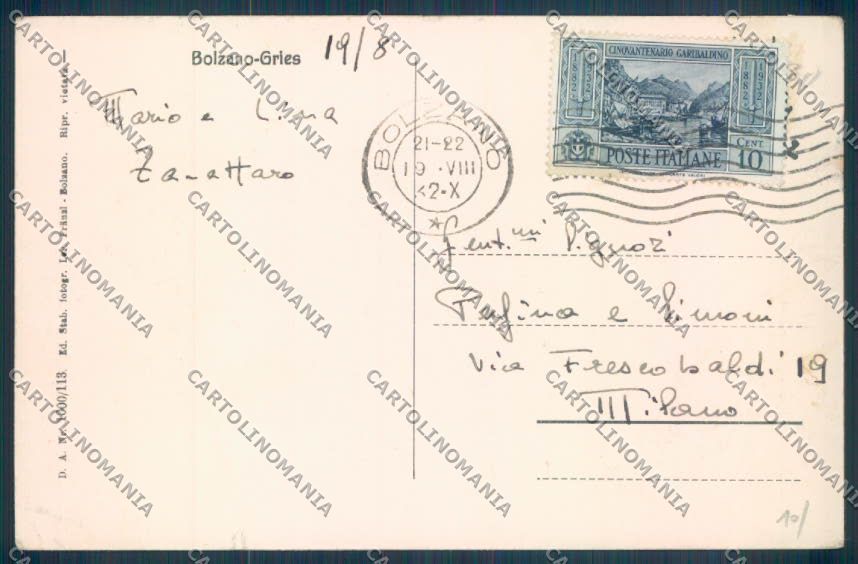 Bolzano Città cartolina ZT8547 – retro