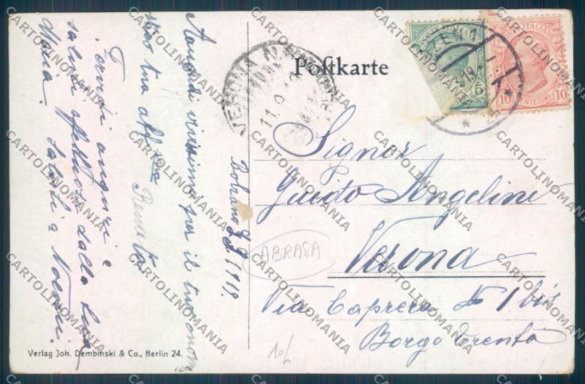 Bolzano Città ABRASA cartolina ZT8591 – retro