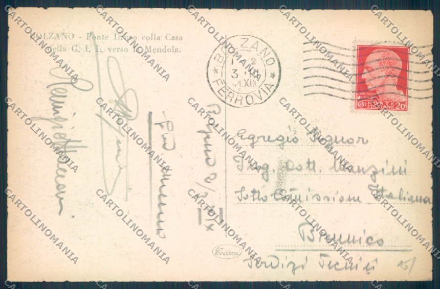 Bolzano Città cartolina ZT8722 – retro