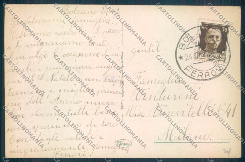 Bolzano Città Stazione cartolina ZT8851 – retro
