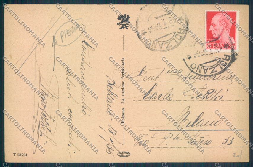 Bolzano Città Stazione PIEGA cartolina ZT8873 – retro