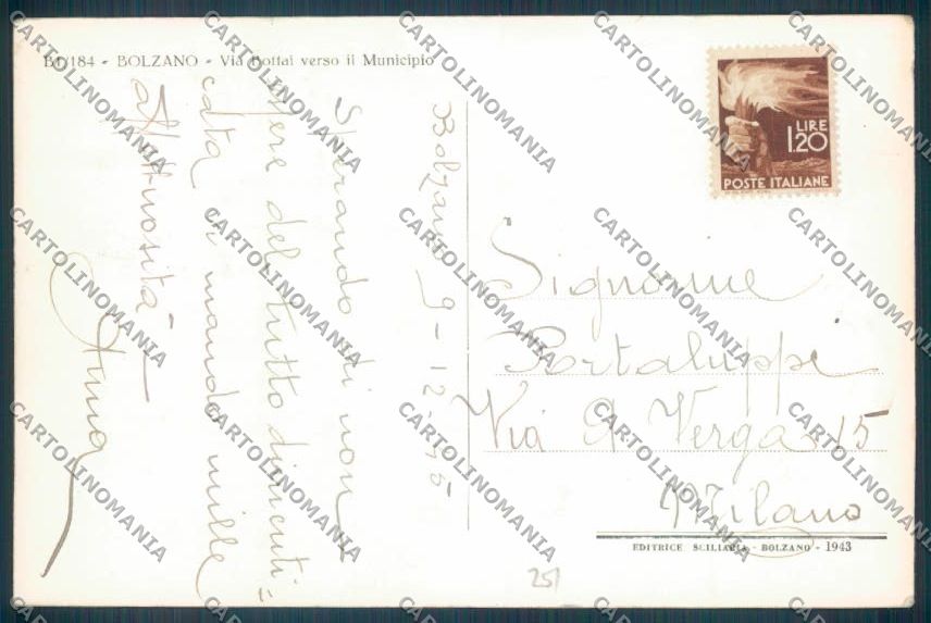 Bolzano Città PIEGHINA Foto cartolina ZT8941 – retro