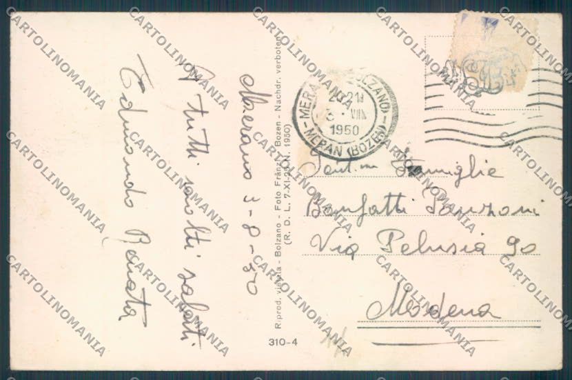 Bolzano Merano Costumi cartolina ZT8968 – retro