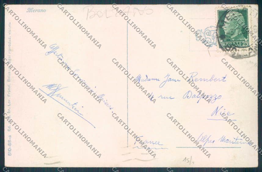 Bolzano Merano Costumi cartolina ZT9129 – retro