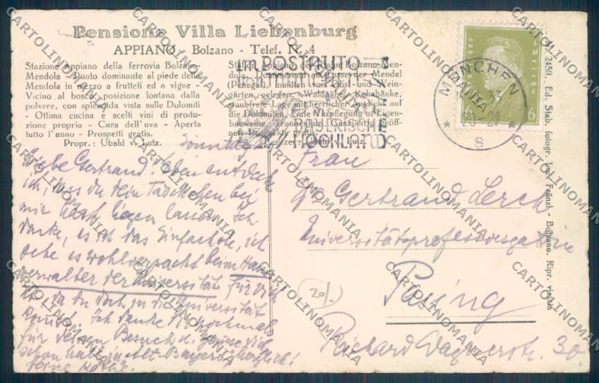 Bolzano Appiano cartolina ZT9263 – retro