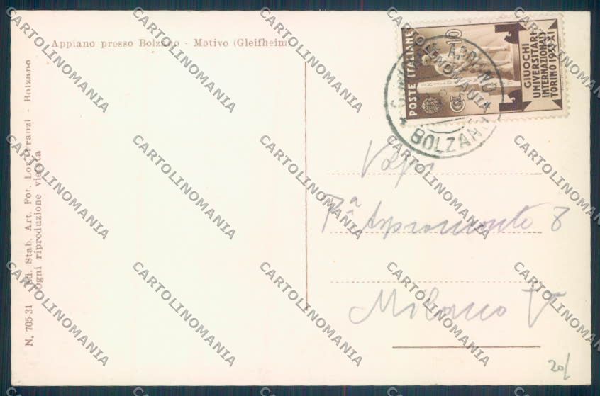 Bolzano Appiano Foto cartolina ZT9265 – retro