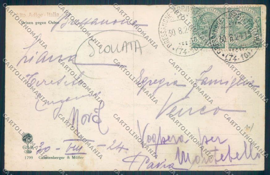 Bolzano Bressanone SCOLLATA cartolina ZT9316 – retro