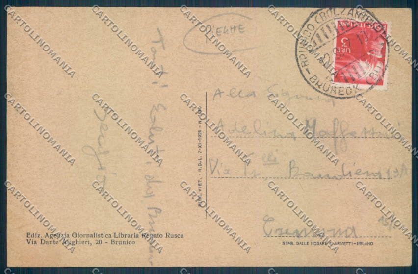 Bolzano Brunico PIEGHE cartolina ZT9417 – retro