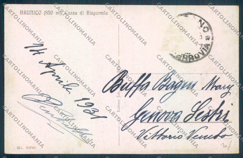 Bolzano Brunico Banca cartolina ZT9429 – retro