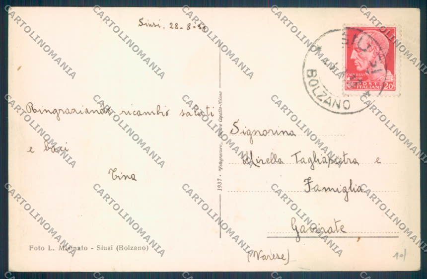 Bolzano Castelrotto Siusi cartolina ZT9657 – retro