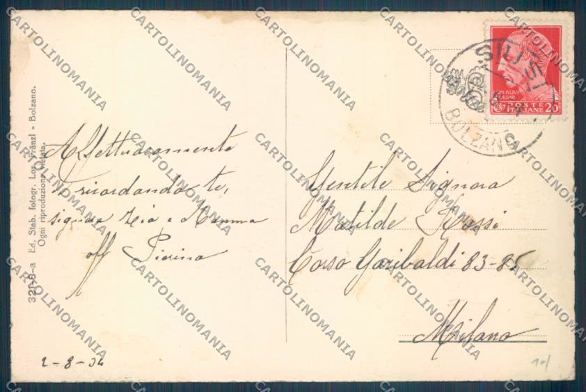 Bolzano Castelrotto Siusi cartolina ZT9658 – retro