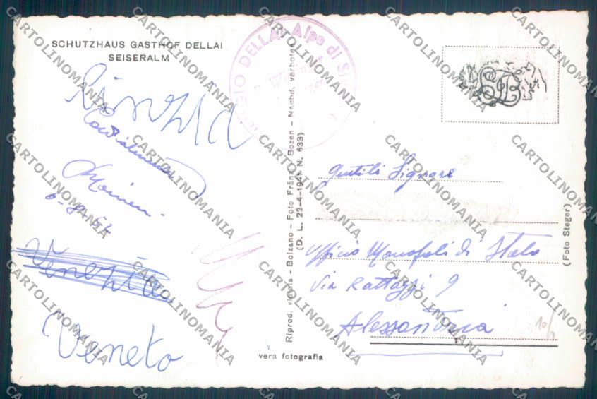 Bolzano Castelrotto Siusi Rifugio Foto cartolina ZT9672 – retro