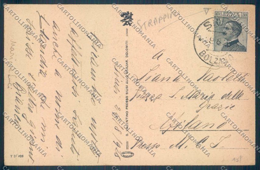 Bolzano Castelrotto Siusi San Valentino STRAPPINI cartolina ZT9694 – retro