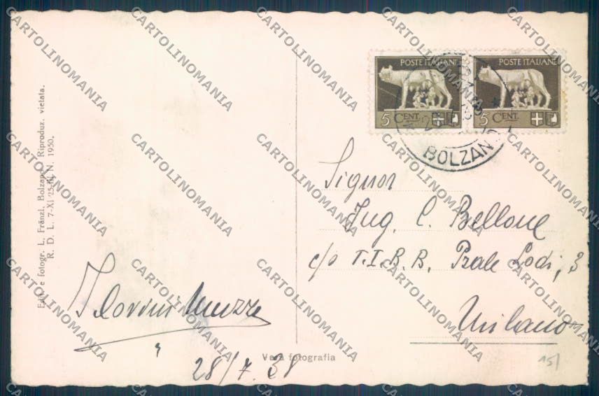 Bolzano Castelrotto Siusi San Valentino Foto cartolina ZT9715 – retro