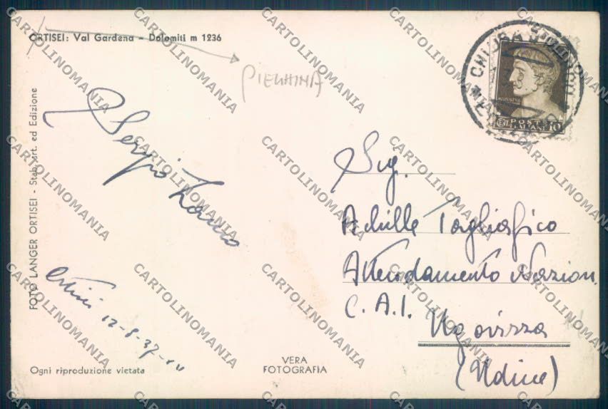 Bolzano Ortisei PIEGHINA Foto cartolina ZT9763 – retro