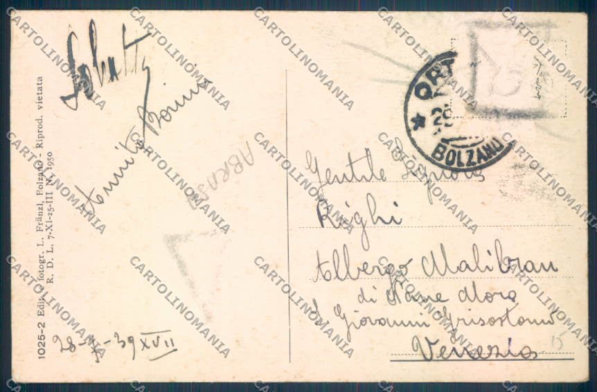 Bolzano Ortisei ABRASA cartolina ZT9771 – retro