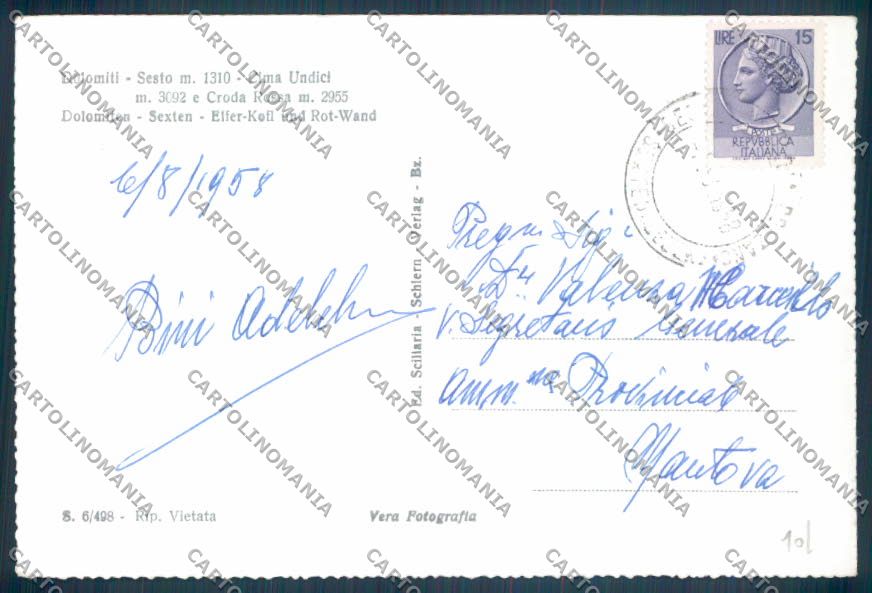 Bolzano Sesto Foto cartolina ZT9786 – retro
