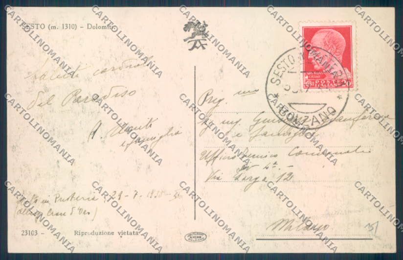 Bolzano Sesto Foto cartolina ZT9802 – retro