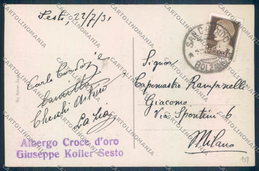Bolzano Sesto Foto cartolina ZT9804 – retro