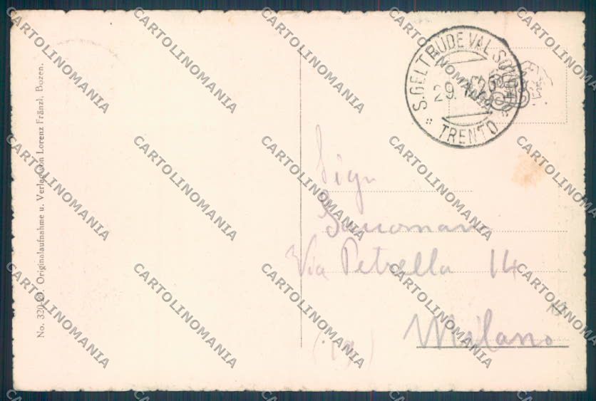 Bolzano Stelvio Solda Santa Gertrude cartolina ZT9812 – retro
