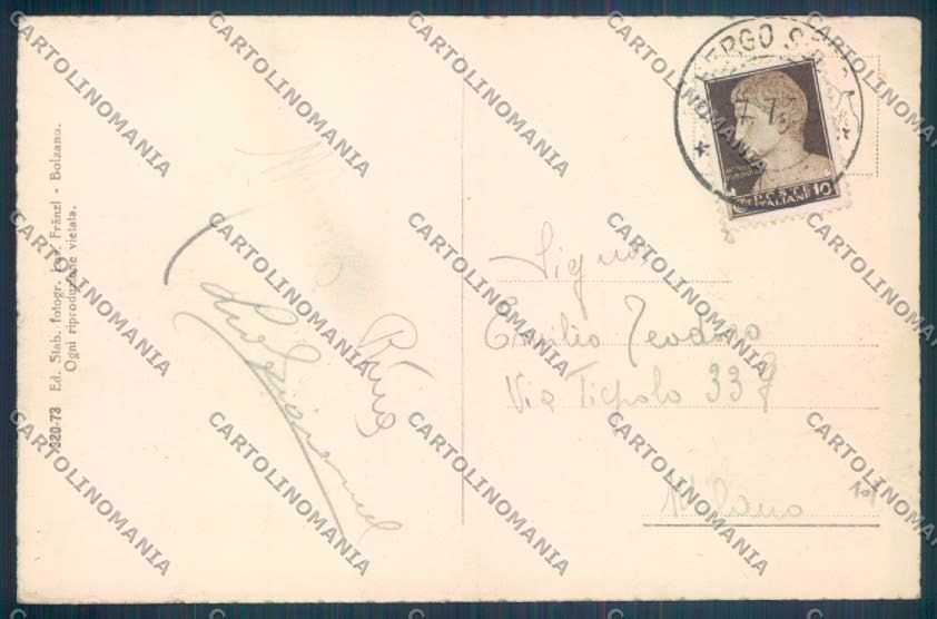 Bolzano Stelvio Solda Santa Gertrude cartolina ZT9815 – retro