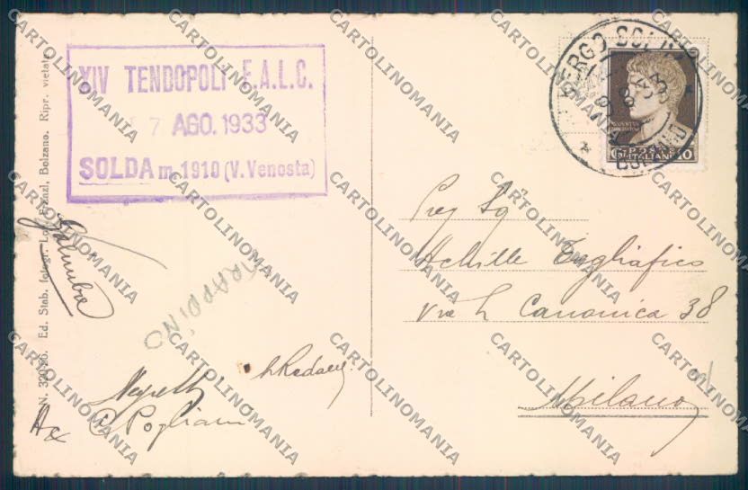 Bolzano Stelvio Solda Santa Gertrude cartolina ZT9816 – retro