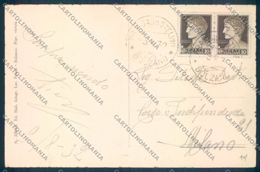 Bolzano Stelvio Solda Santa Gertrude cartolina ZT9817 – retro