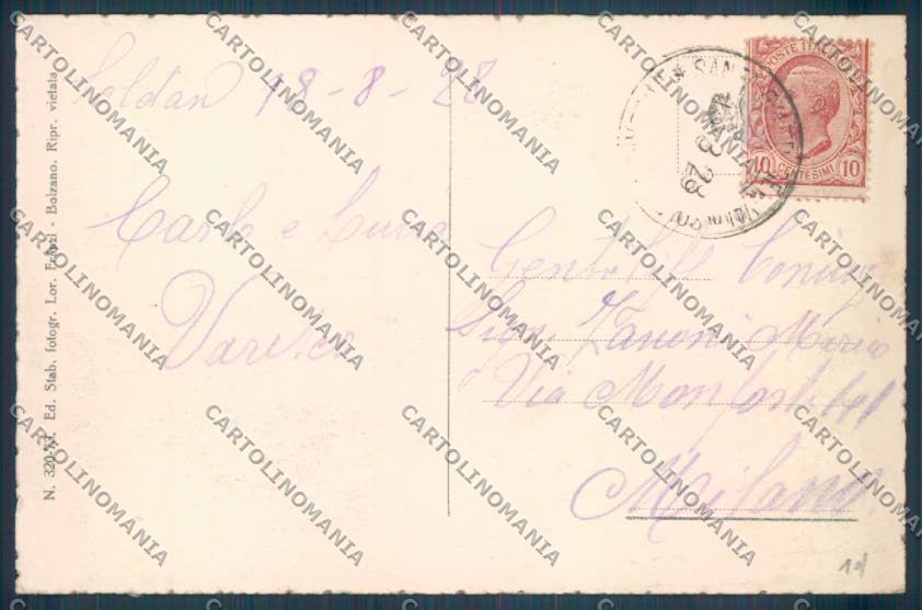 Bolzano Stelvio Solda Santa Gertrude cartolina ZT9818 – retro