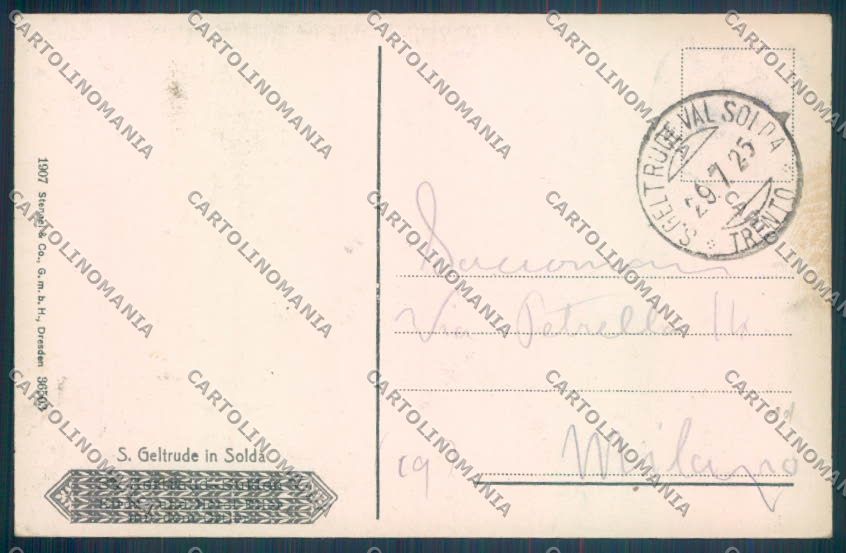 Bolzano Stelvio Solda Santa Gertrude cartolina ZT9833 – retro