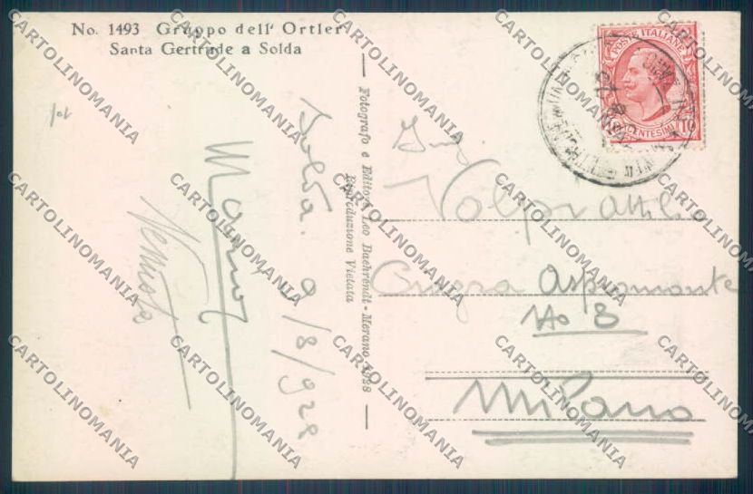 Bolzano Stelvio Solda Santa Gertrude Foto cartolina ZT9837 – retro
