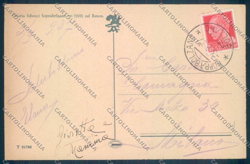 Bolzano Renon Soprabolzano cartolina ZT9842 – retro