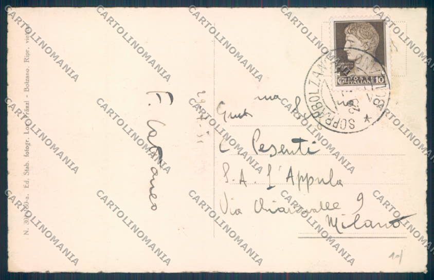 Bolzano Renon Soprabolzano cartolina ZT9844 – retro