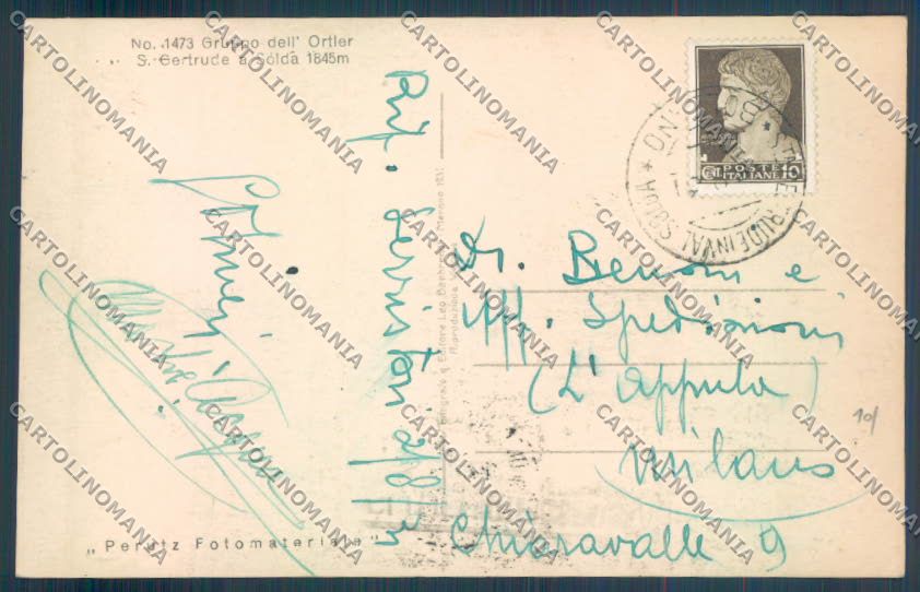 Bolzano Stelvio Solda Santa Gertrude Foto cartolina ZT9919 – retro