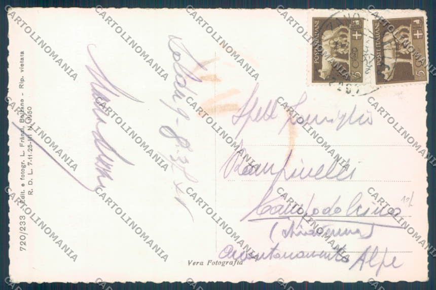 Bolzano Stelvio Solda Santa Gertrude Foto cartolina ZT9920 – retro