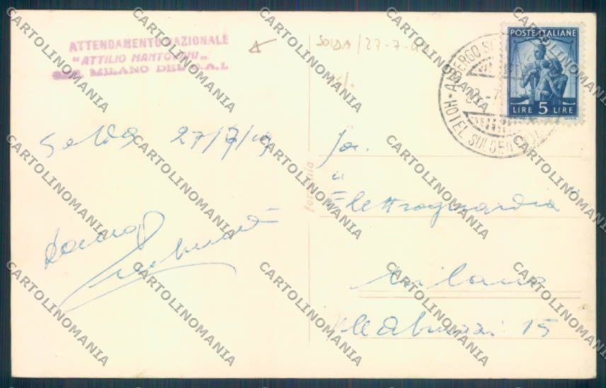 Bolzano Stelvio Solda Santa Gertrude Campeggio CAI Foto cartolina ZT9923 – retro